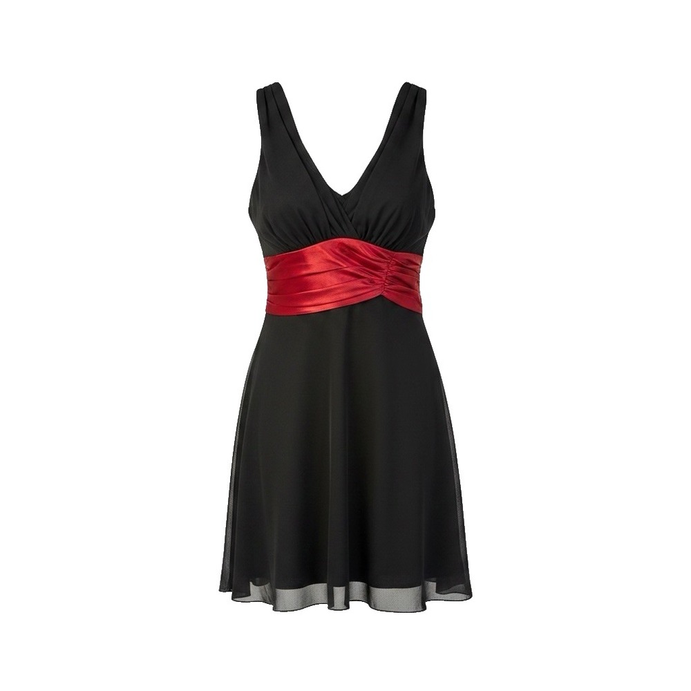 Connected Apparel Petite Dress Womens 10P Black Floral Waist Tie Midi Classic